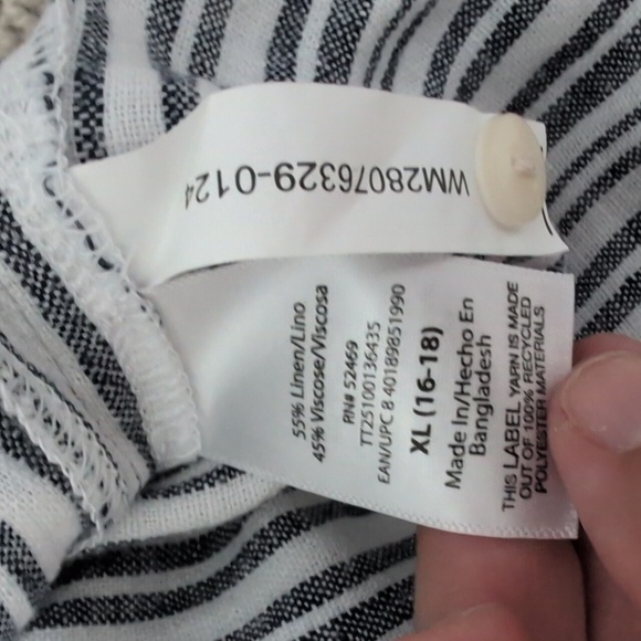 4/$12 NWT Time And Tru Striped Linen Blend Button Down Front Tie Top Size  XL - Picture 9 of 9